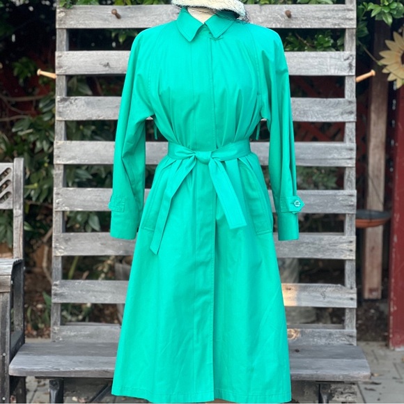 VINTAGE London Fog teal green trench coat|10P - Picture 5 of 11